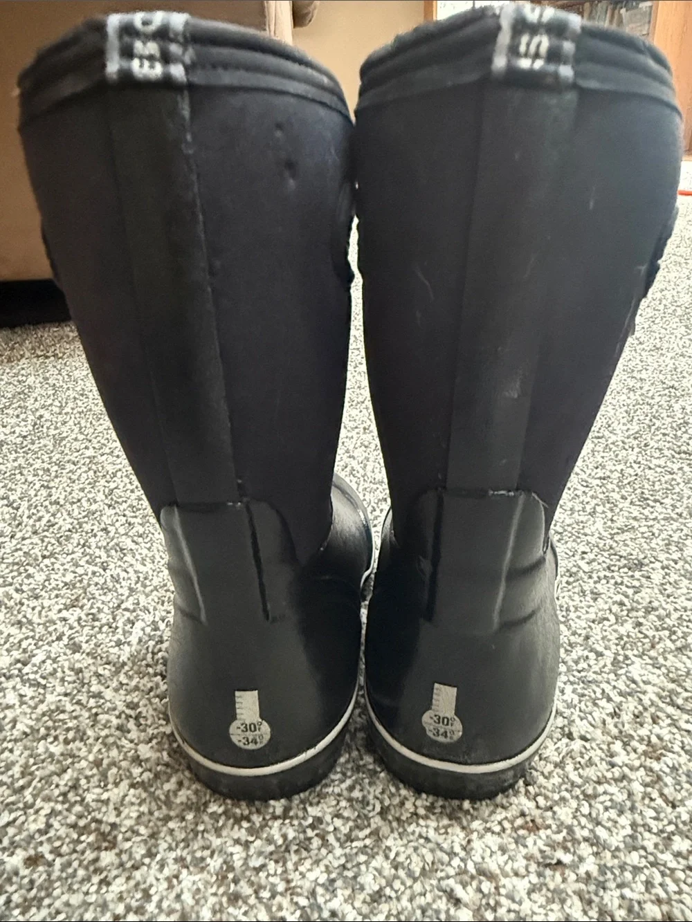 Bogs Kids Black Pull-On Waterproof Rain Boots with Side Handles